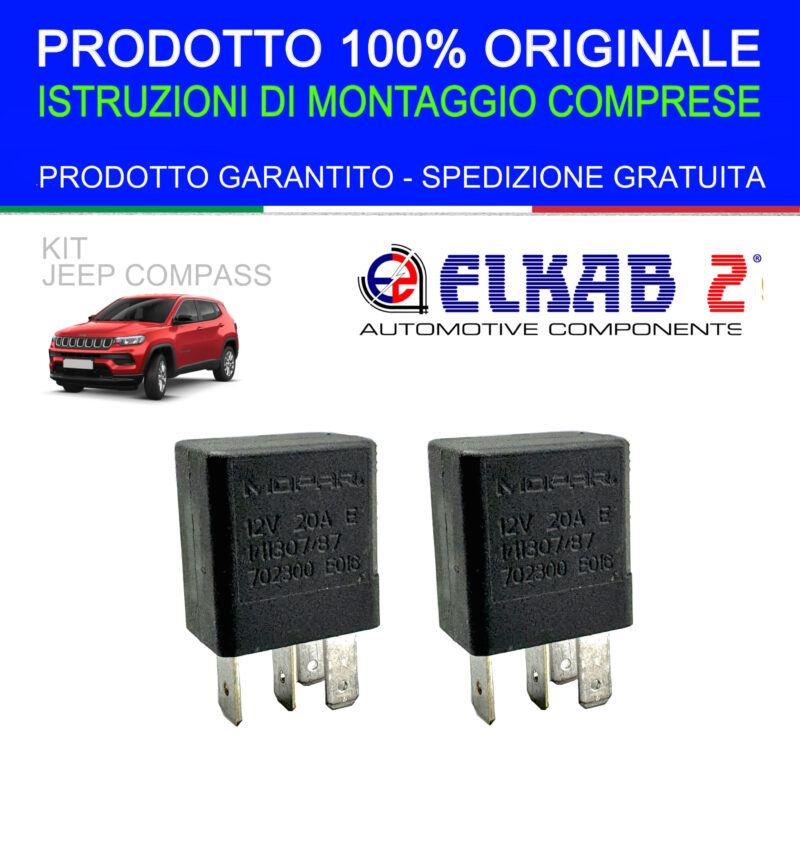 2 RELÈ MOPAR 12V 20A ORIGINALE OE 702300 SPECIFICO per FARI LUCI JEEP COMPASS  1/11307/87